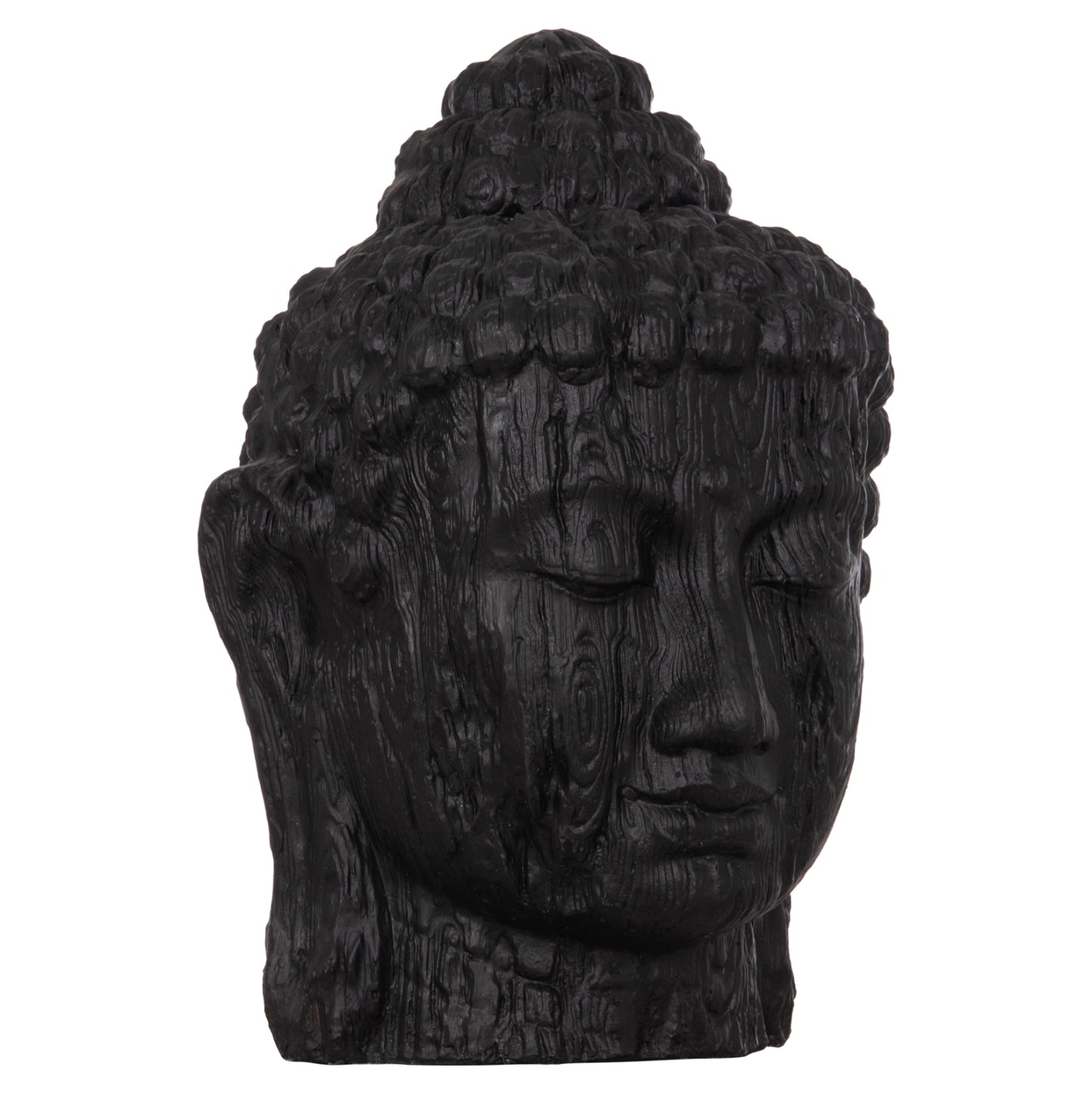 FLOOR DECORATION BUDDHA HEAD HM4385.01 PLASTER IN BLACK 90x90x100Hcm.