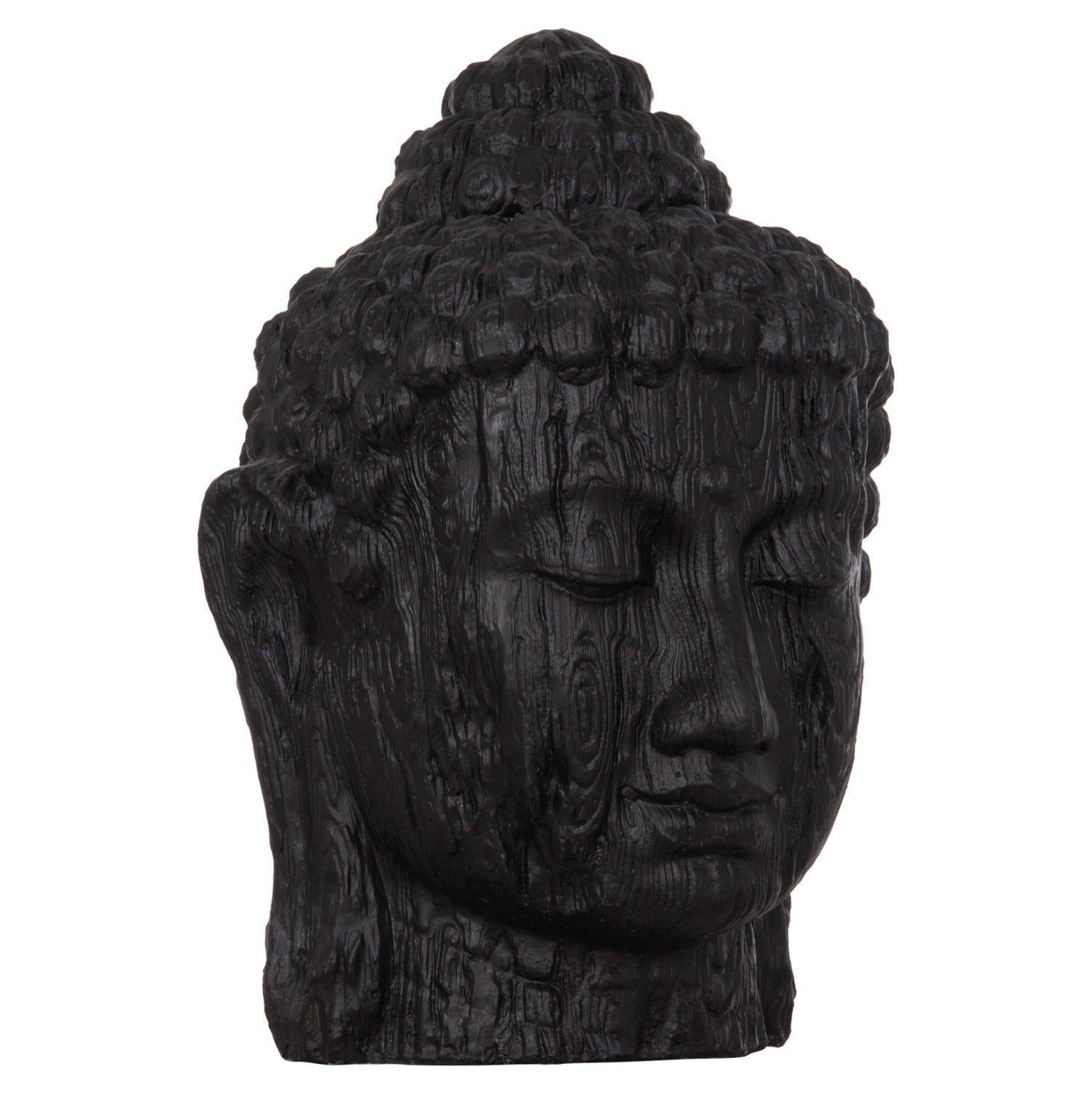 FLOOR DECORATION BUDDHA HEAD HM4385.01 PLASTER IN BLACK 90x90x100Hcm.