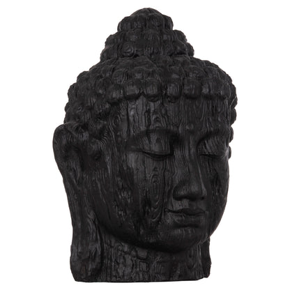 FLOOR DECORATION BUDDHA HEAD HM4385.01 PLASTER IN BLACK 90x90x100Hcm.