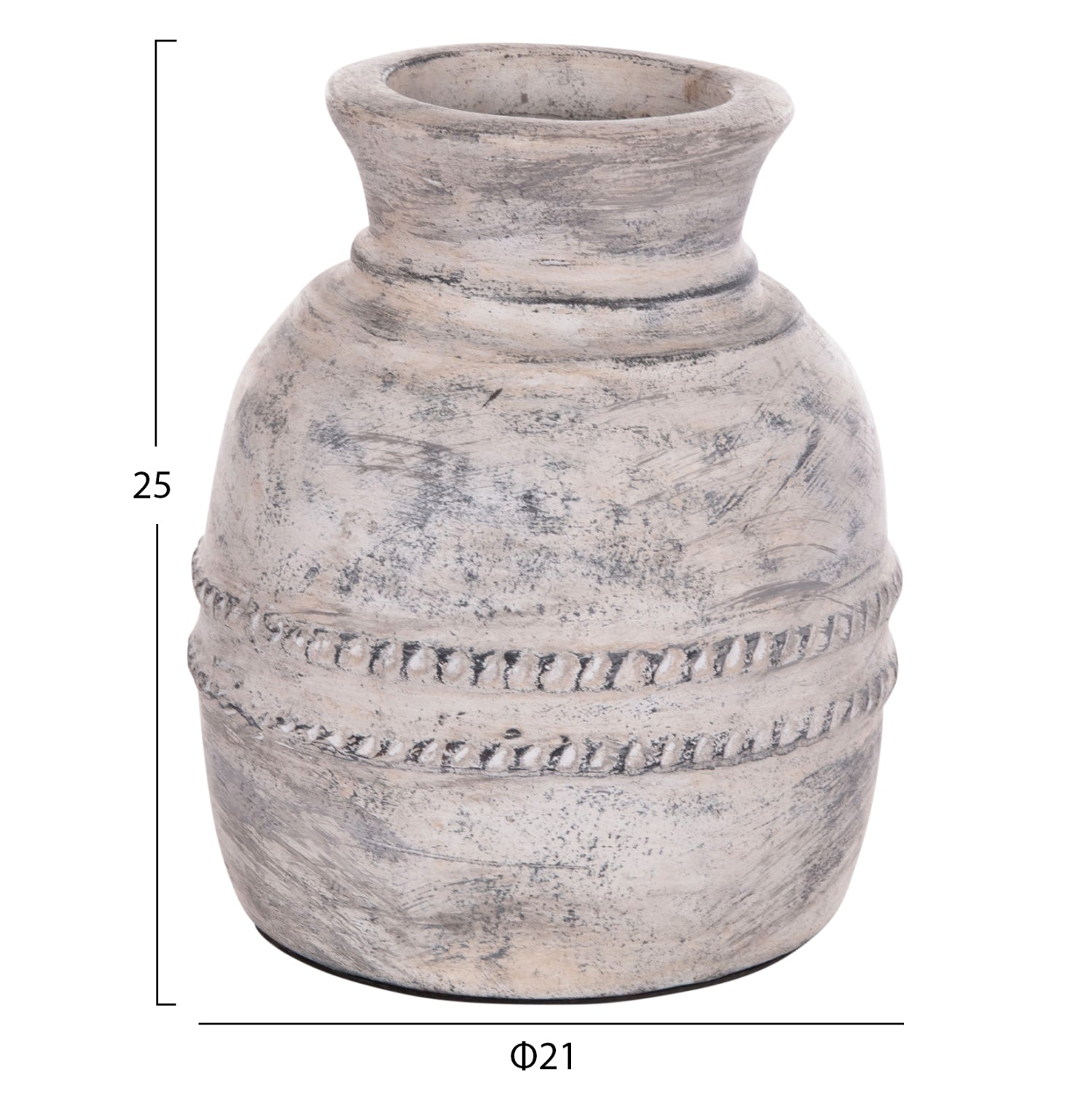 DECORATIVE TABLE VASE VERMO HM4393 TERRACOTTA IN LIGHT GREY Φ21x25Hcm.