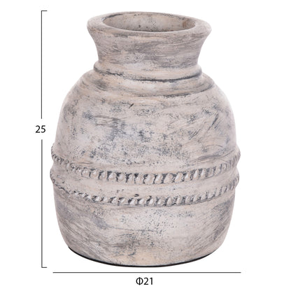 DECORATIVE TABLE VASE VERMO HM4393 TERRACOTTA IN LIGHT GREY Φ21x25Hcm.