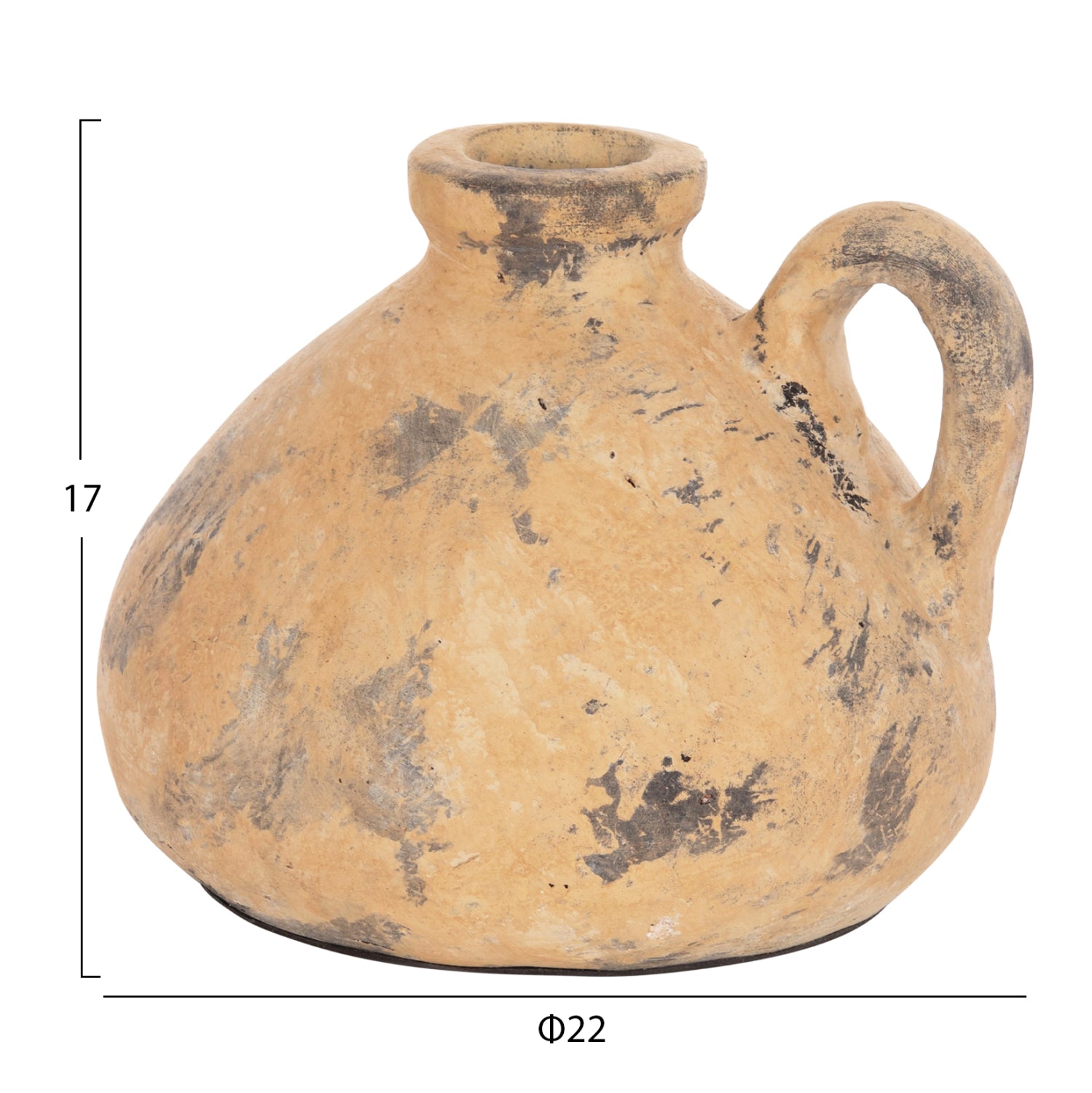 DECORATIVE TABLE VASE VERMO HM4394 TERRACOTTA IN BRUSHED BEIGE Φ22x17Hcm.