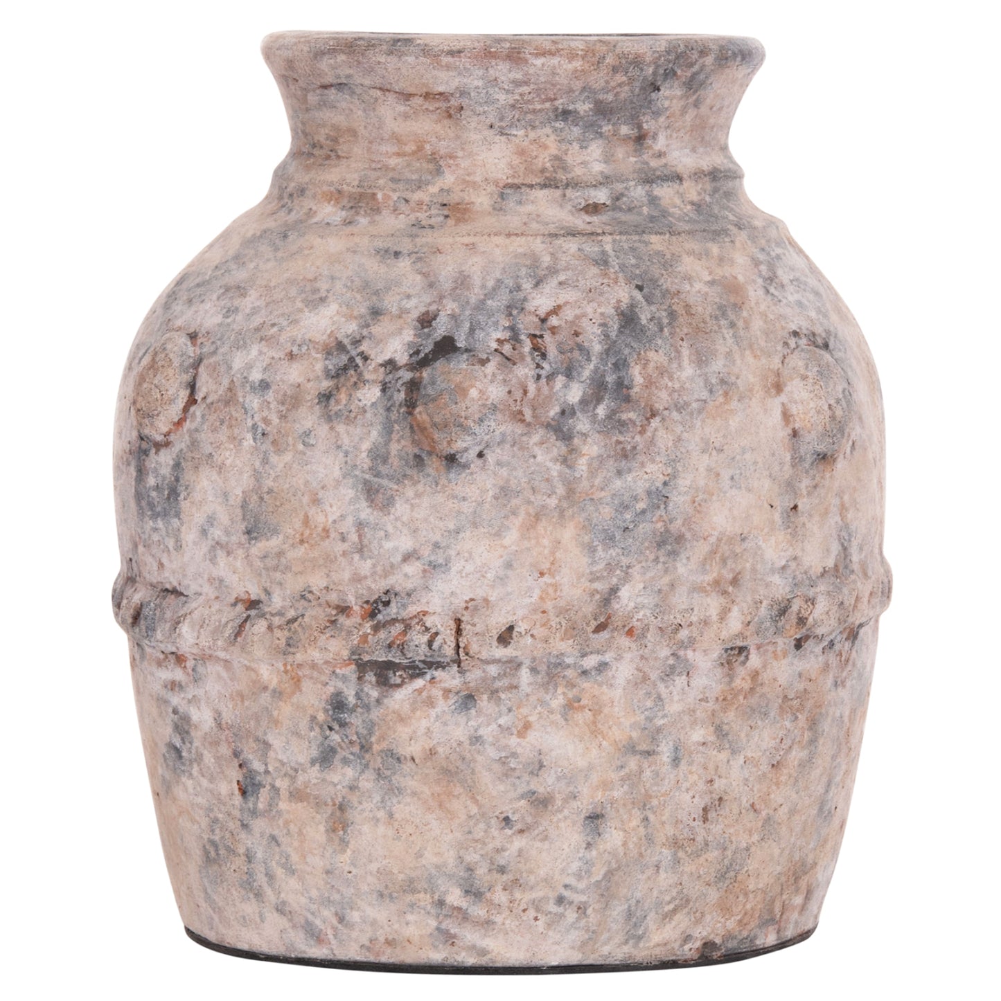 DECORATIVE TABLE VASE VERMO HM4395 TERRACOTTA IN BRUSHED GREY Φ17x19Hcm.