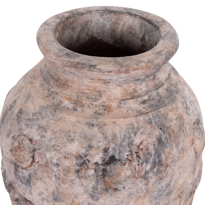 DECORATIVE TABLE VASE VERMO HM4395 TERRACOTTA IN BRUSHED GREY Φ17x19Hcm.