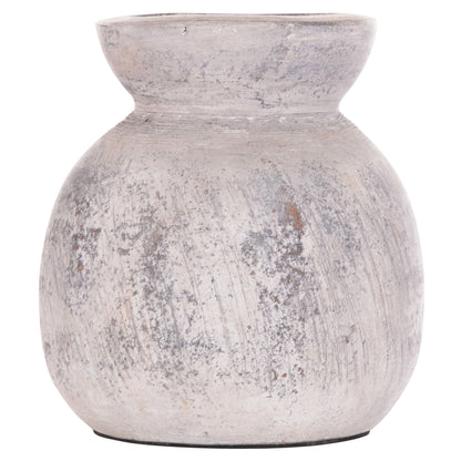 DECORATIVE TABLE VASE VERMO HM4396 TERRACOTTA IN LIGHT GREY Φ18x19Hcm.