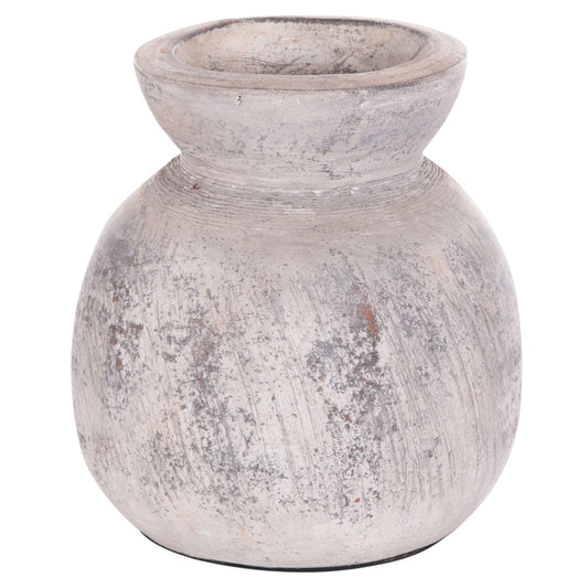 DECORATIVE TABLE VASE VERMO HM4396 TERRACOTTA IN LIGHT GREY Φ18x19Hcm.
