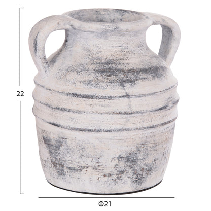 DECORATIVE TABLE VASE VERMO HM4398 TERRACOTTA IN LIGHT GREY Φ21x22Hcm.