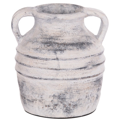 DECORATIVE TABLE VASE VERMO HM4398 TERRACOTTA IN LIGHT GREY Φ21x22Hcm.