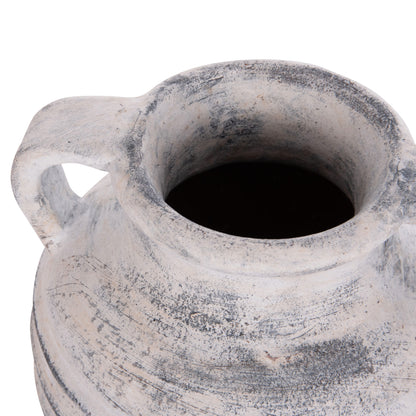 DECORATIVE TABLE VASE VERMO HM4398 TERRACOTTA IN LIGHT GREY Φ21x22Hcm.