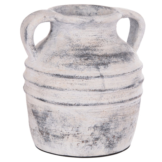 DECORATIVE TABLE VASE VERMO HM4398 TERRACOTTA IN LIGHT GREY Φ21x22Hcm.