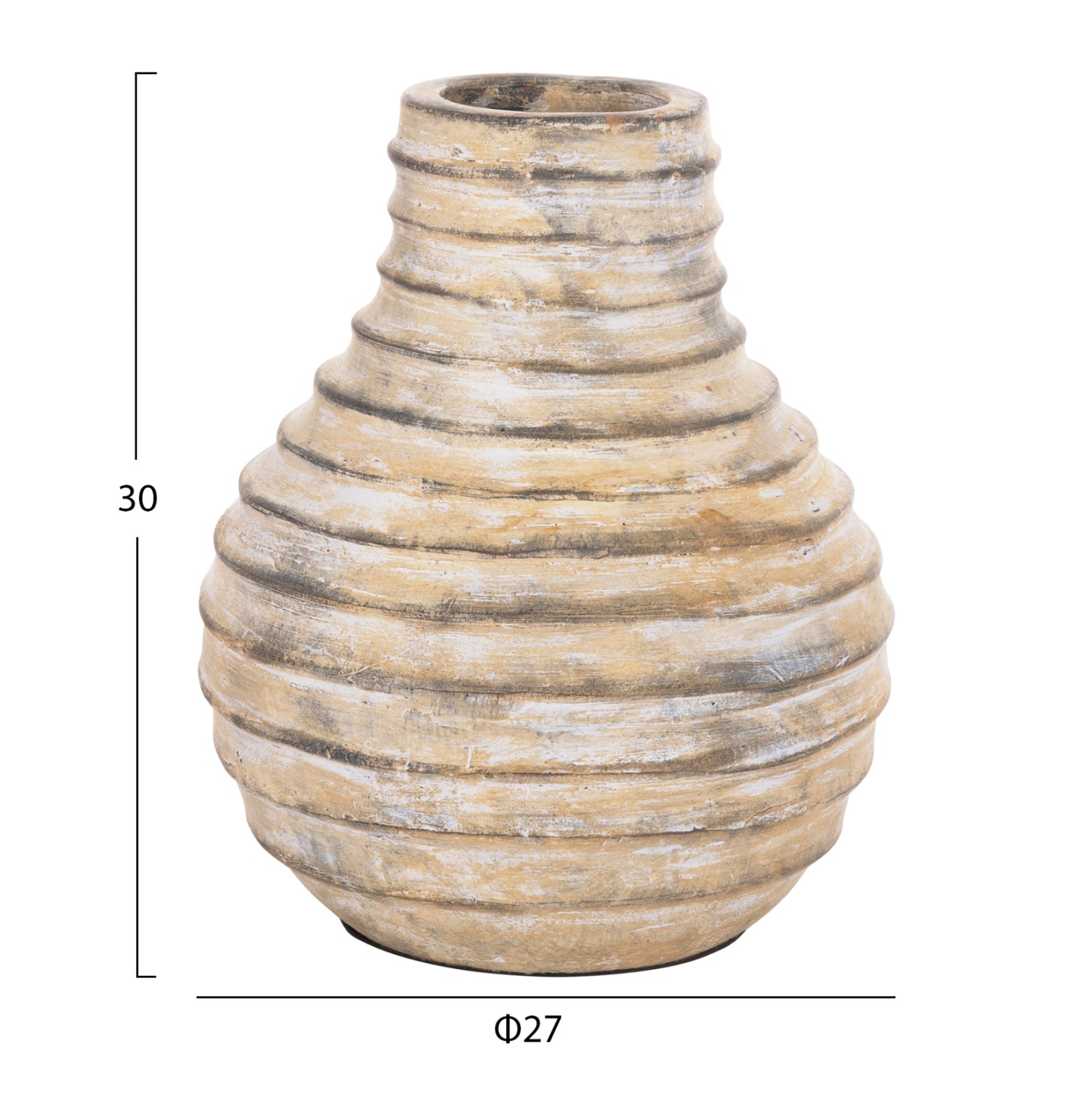 DECORATIVE TABLE VASE VERMO HM4401 TERRACOTTA IN BRUSHED BEIGE Φ27x30Hcm.
