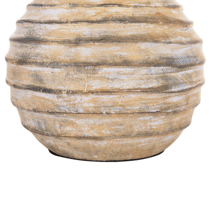 DECORATIVE TABLE VASE VERMO HM4401 TERRACOTTA IN BRUSHED BEIGE Φ27x30Hcm.