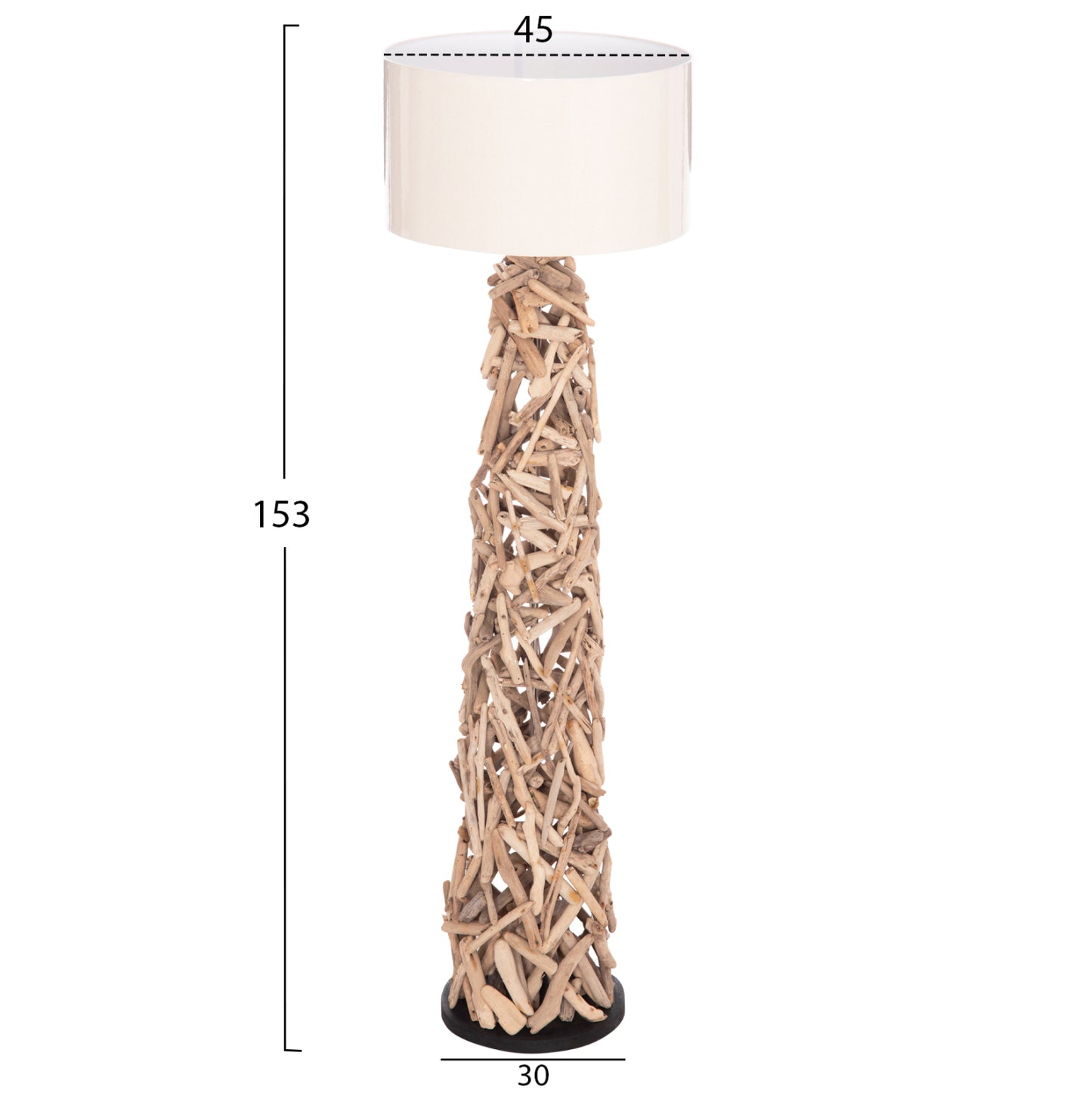 DECORATIVE FLOOR STANDING LAMP ALTAR HM4429 DRIFTWOOD--WHITE PVC CAP Φ45x153Hcm.