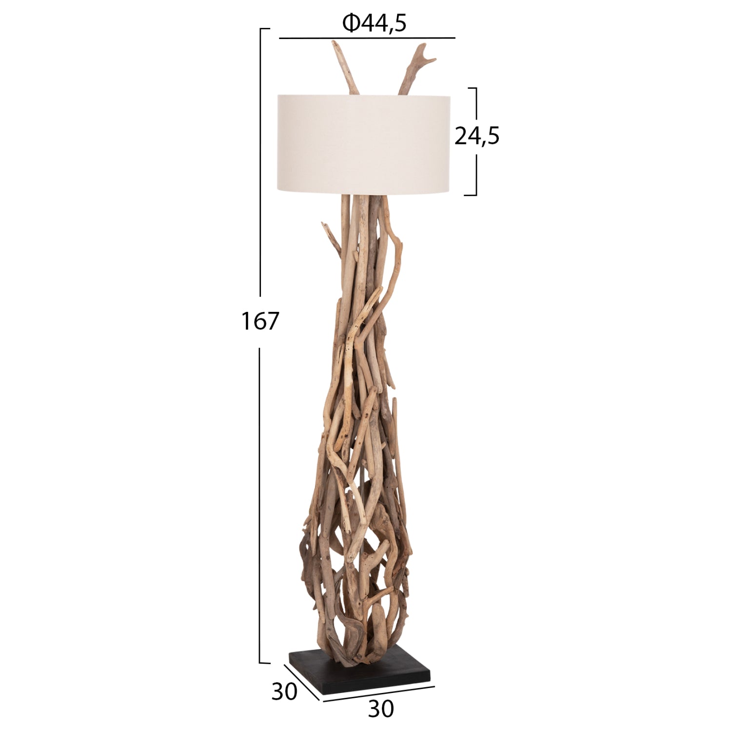 DECORATIVE FLOOR STANDING LAMP ALTAR HM4872 DRIFTWOOD--WHITE PVC CAP Φ44.5x167Hcm.