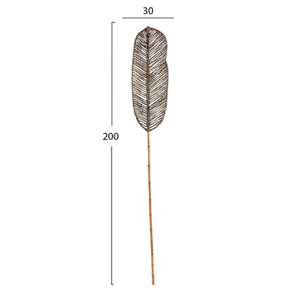 DECORATIVE LEAF HM7823.02 MADE OF BAMBOO AND SEAGRASS BLACK NATURAL 30x200x3Hcm.