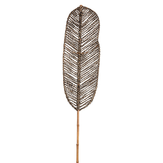 DECORATIVE LEAF HM7823.02 MADE OF BAMBOO AND SEAGRASS BLACK NATURAL 30x200x3Hcm.