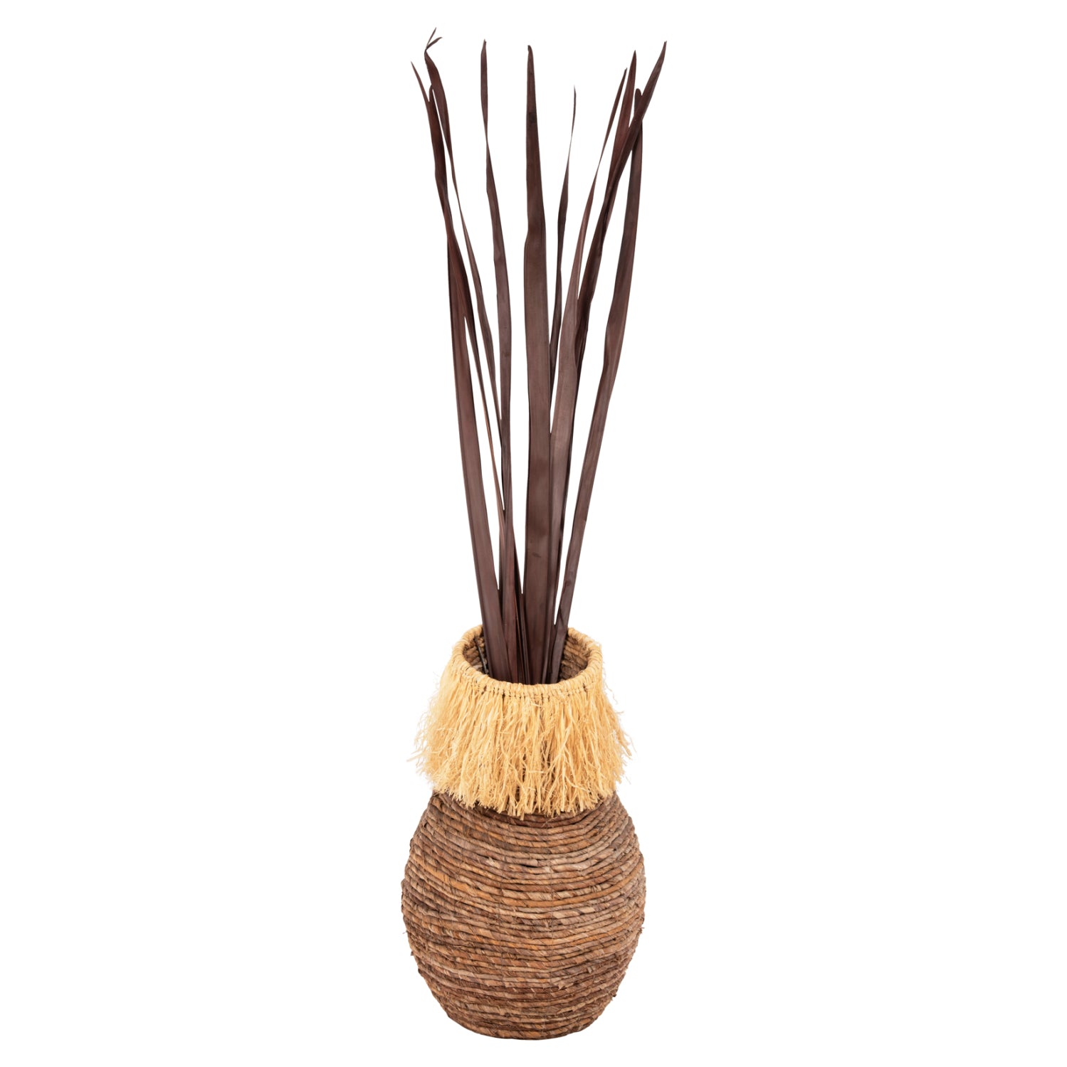 DECORATIVE DRIED SWORD LEAF BOUQUET HM7965 10PCS BROWN 120Hcm.