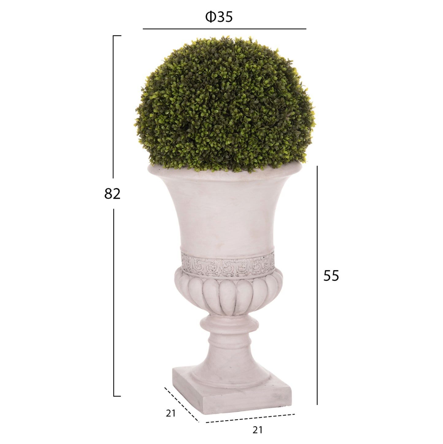 DECORATIVE SYNTHETIC PLANT IN AMPHORA HM4023 TOPIARY BOXWOOD 82H cm.