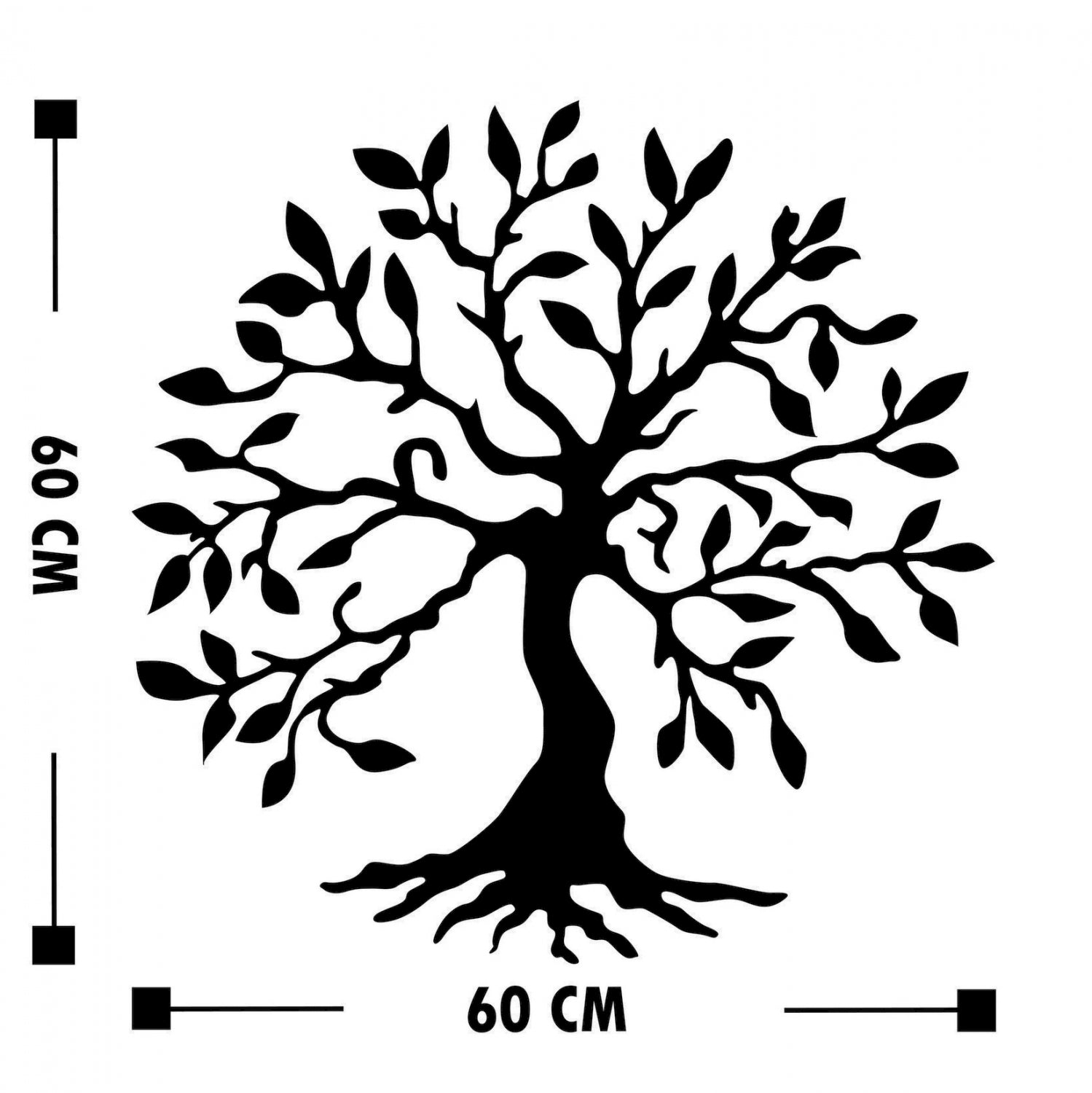 100% METALLIC WALL DECORATION WITH BLACK TREE HM7208 60x60 cm.