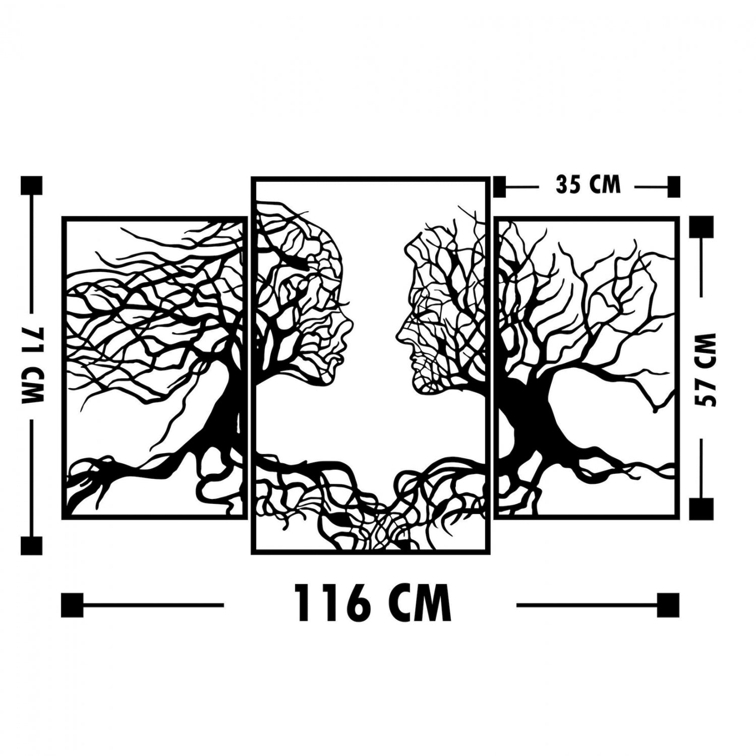 WALL DECORATION 100% METALLIC BLACK TREE WITH HUMAN FACES 116X71 HM7211