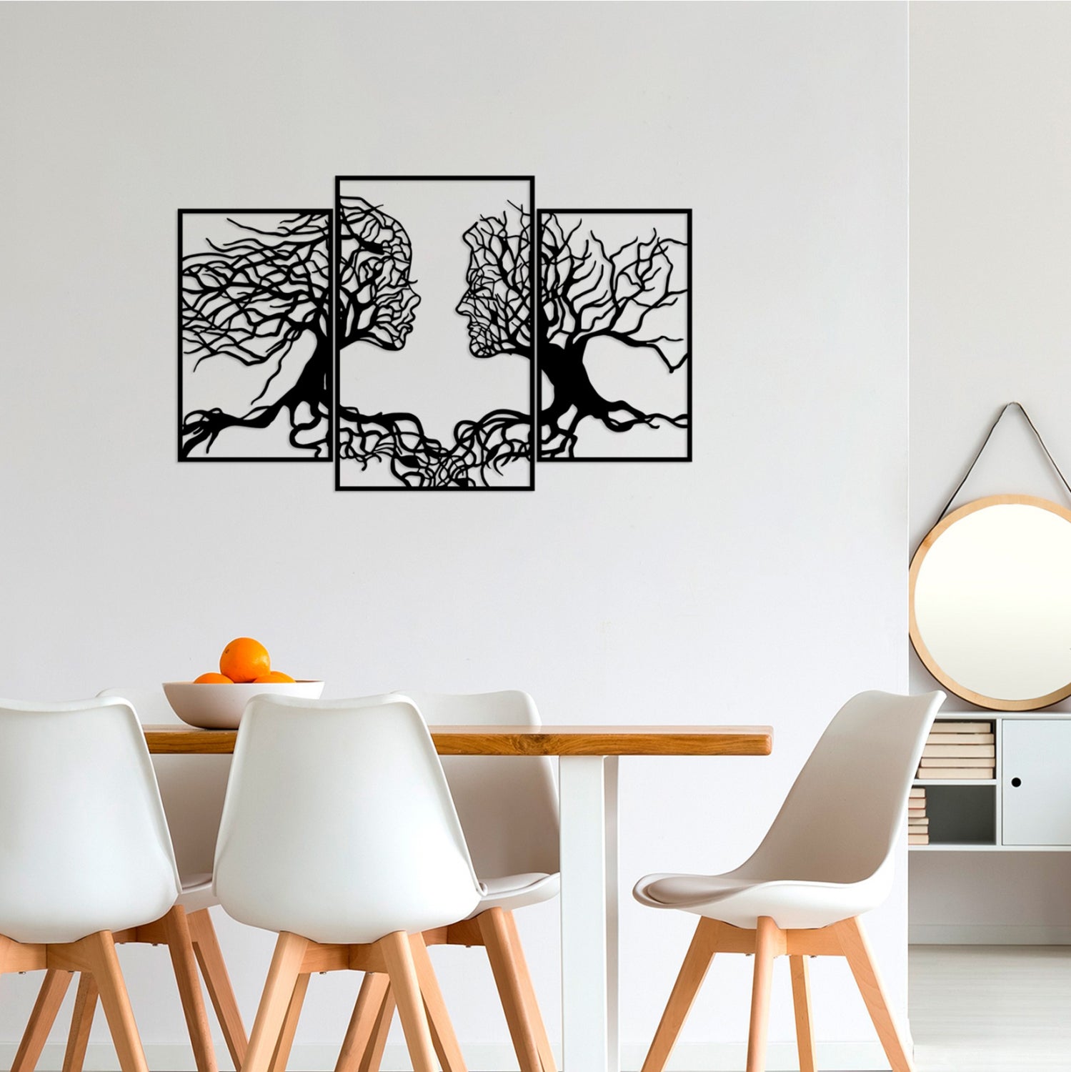 WALL DECORATION 100% METALLIC BLACK TREE WITH HUMAN FACES 116X71 HM7211
