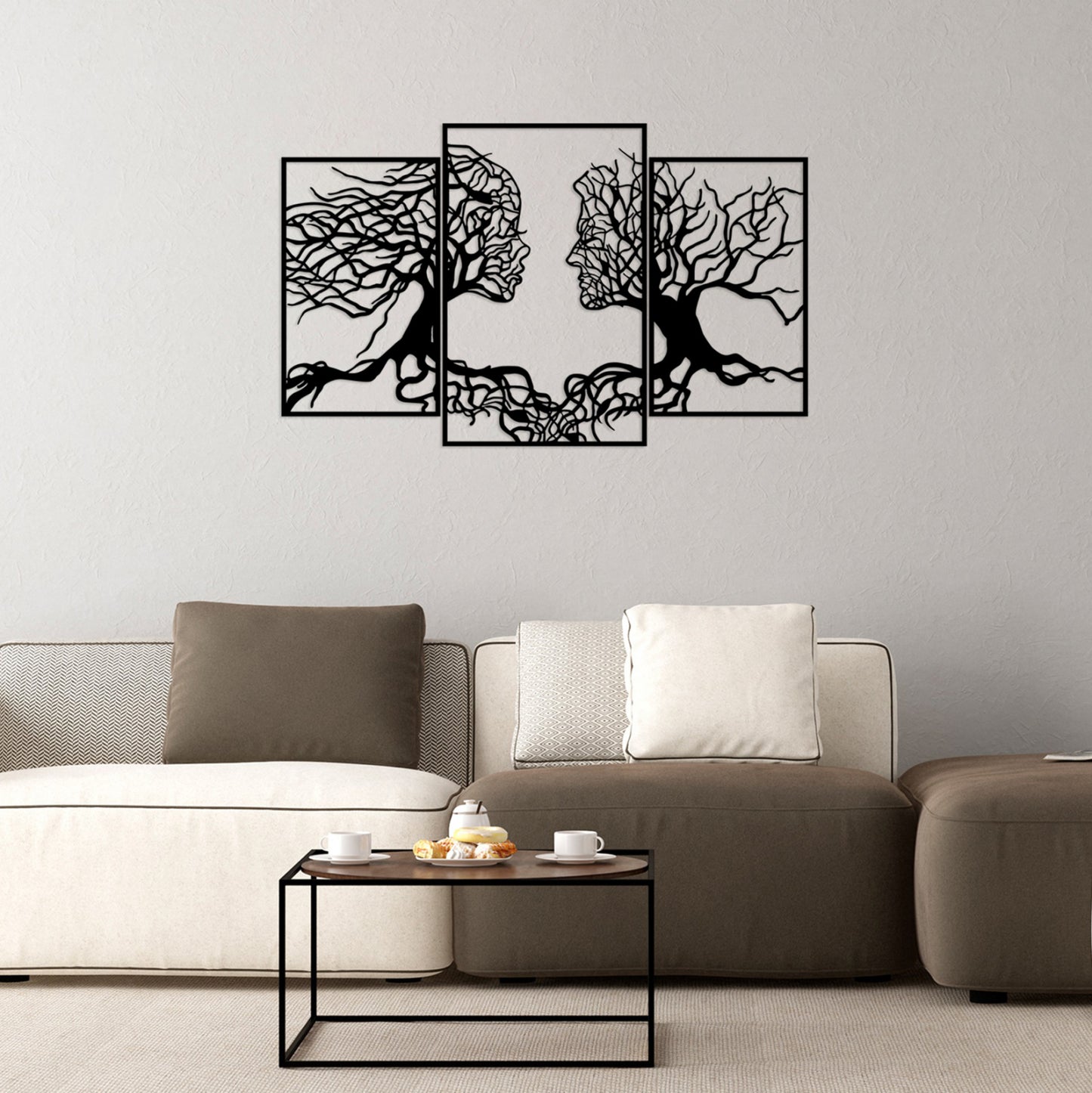 WALL DECORATION 100% METALLIC BLACK TREE WITH HUMAN FACES 116X71 HM7211