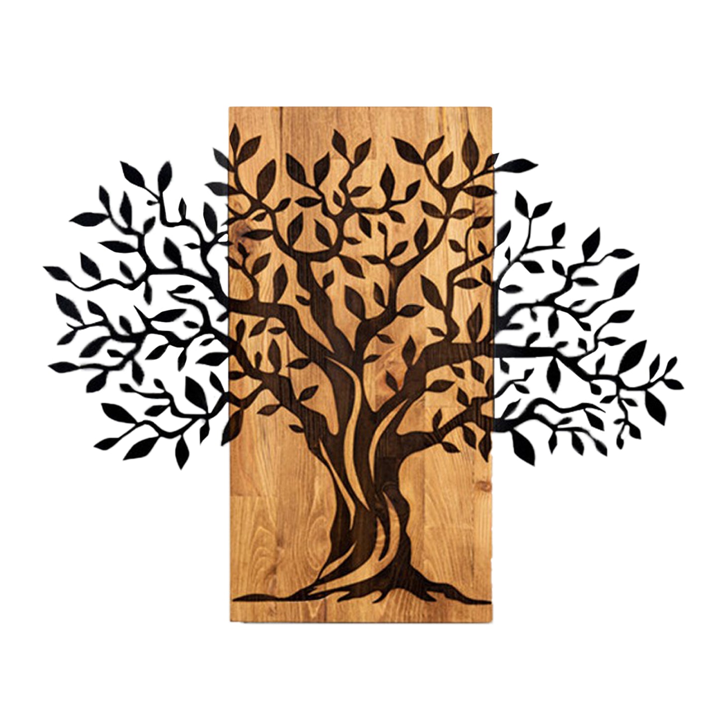 WALL DECORATION TREE FIGURE HM4802-METAL IN BLACK-WOOD 72x3(thickness)x58Hcm.