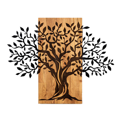 WALL DECORATION TREE FIGURE HM4802-METAL IN BLACK-WOOD 72x3(thickness)x58Hcm.