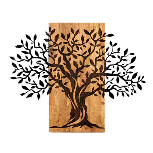 WALL DECORATION TREE FIGURE HM4802-METAL IN BLACK-WOOD 72x3(thickness)x58Hcm.