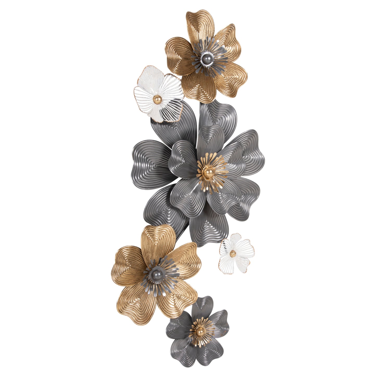 WALL DECOR HM4214 METAL IN WHITE-GREY-GOLD 51x7,5x120cm.