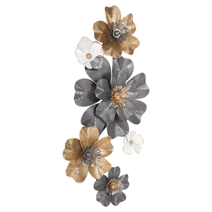 WALL DECOR HM4214 METAL IN WHITE-GREY-GOLD 51x7,5x120cm.
