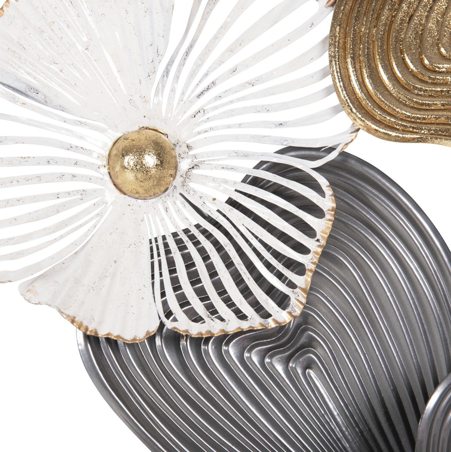 WALL DECOR HM4214 METAL IN WHITE-GREY-GOLD 51x7,5x120cm.