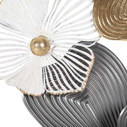 WALL DECOR HM4214 METAL IN WHITE-GREY-GOLD 51x7,5x120cm.