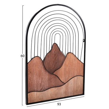 WALL DECORATION HM4220 NATURAL WOOD COLORS-BLACK METAL 60x3,5x93Hcm.