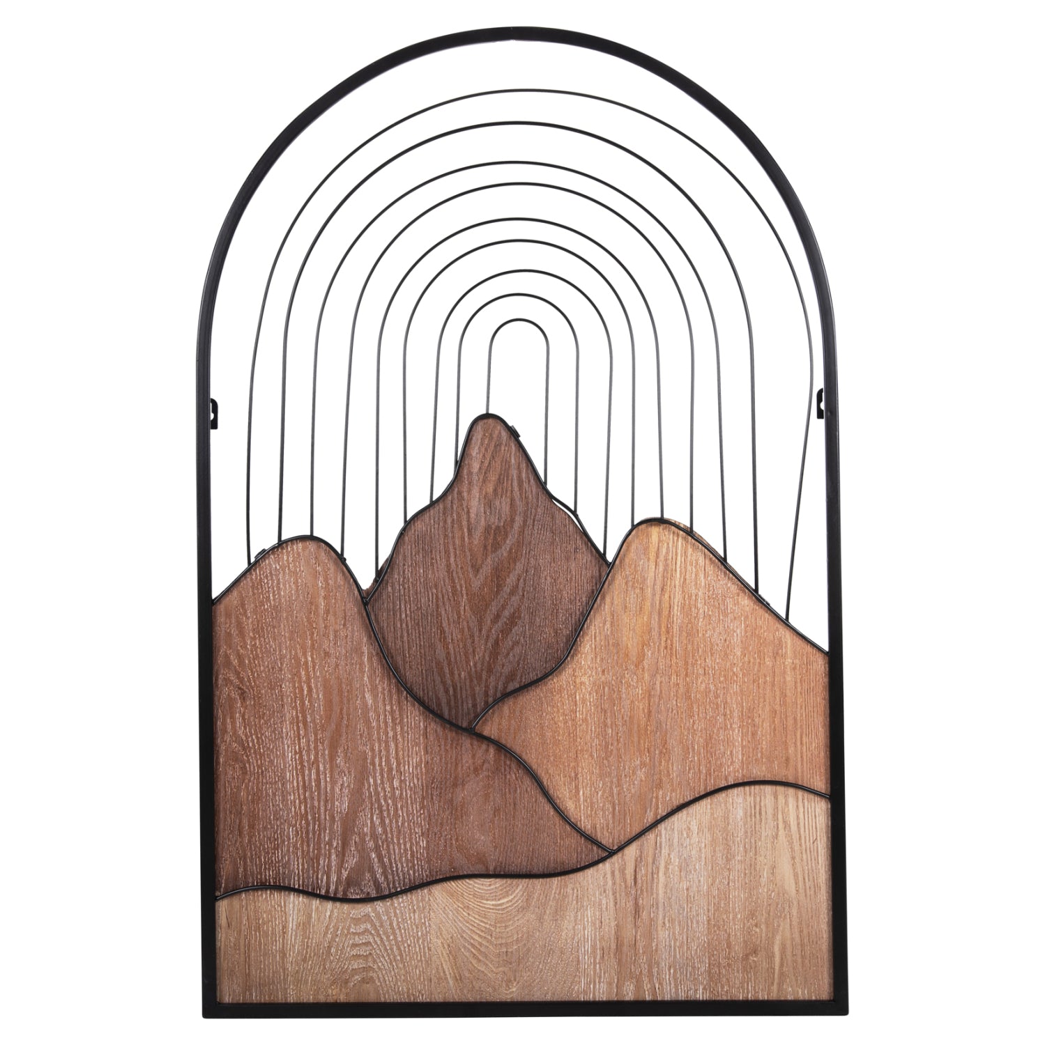 WALL DECORATION HM4220 NATURAL WOOD COLORS-BLACK METAL 60x3,5x93Hcm.