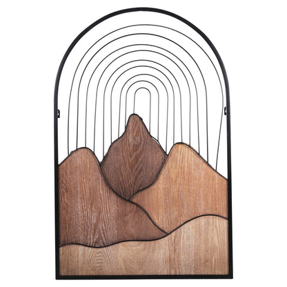 WALL DECORATION HM4220 NATURAL WOOD COLORS-BLACK METAL 60x3,5x93Hcm.