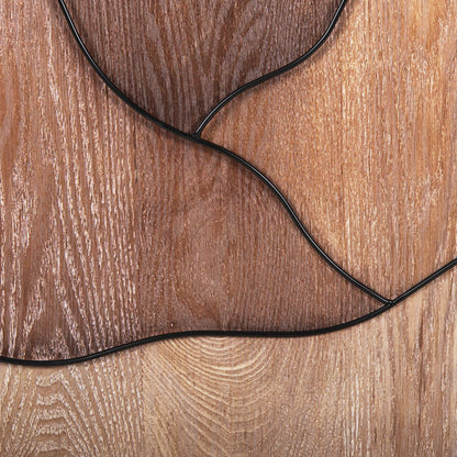 WALL DECORATION HM4220 NATURAL WOOD COLORS-BLACK METAL 60x3,5x93Hcm.