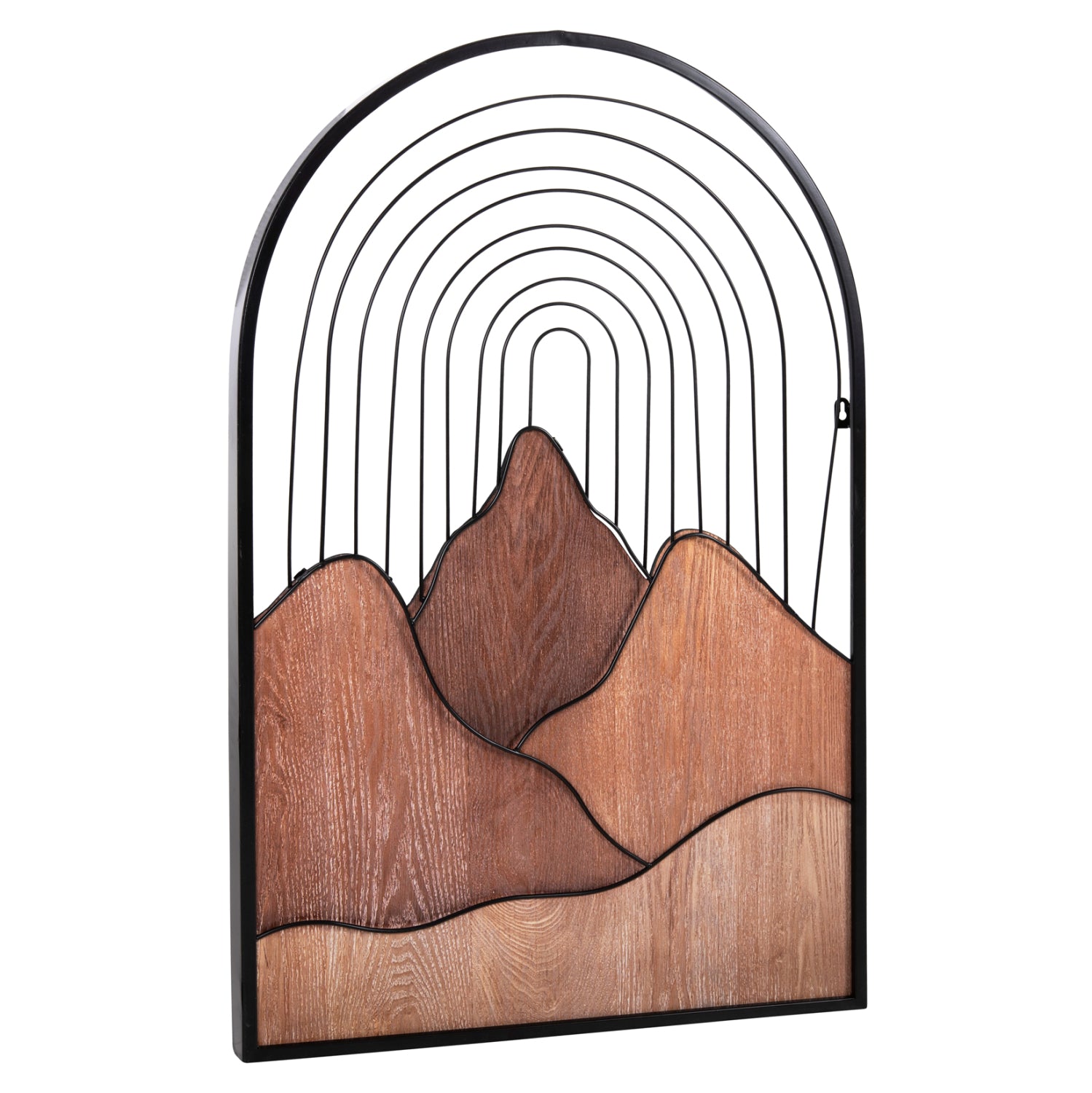 WALL DECORATION HM4220 NATURAL WOOD COLORS-BLACK METAL 60x3,5x93Hcm.