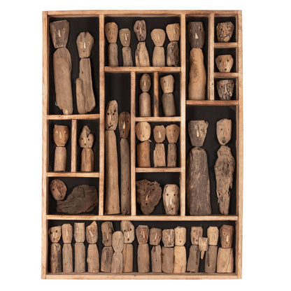 WALL DECORATION MYST HM4275 FRAME WITH FIGURINES MADE OF DRIFTWOOD 60x5x80Hcm.