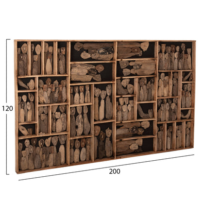 WALL DECORATION MYST HM4281 FRAME WITH FIGURINES MADE OF DRIFTWOOD 200x6x120Hcm.