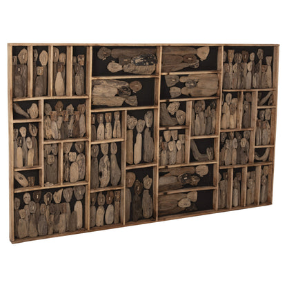 WALL DECORATION MYST HM4281 FRAME WITH FIGURINES MADE OF DRIFTWOOD 200x6x120Hcm.