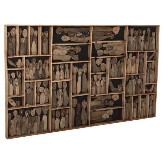 WALL DECORATION MYST HM4281 FRAME WITH FIGURINES MADE OF DRIFTWOOD 200x6x120Hcm.
