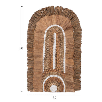 WALL DECOR WITH ABACA FIBERS AND ROPE IN NATURAL COLOR 32X58X8cm.HM7791
