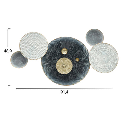 WALL DECOR HM7551 METAL VARIOUS CIRCLES-WHITE, GREY, GOLD 91x5x49.5Ηcm