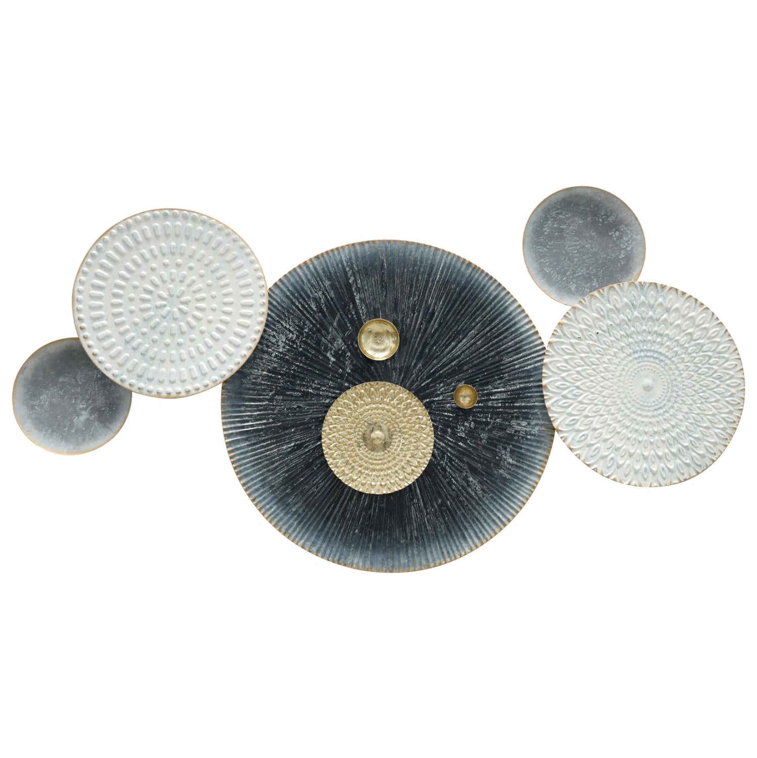WALL DECOR HM7551 METAL VARIOUS CIRCLES-WHITE, GREY, GOLD 91x5x49.5Ηcm