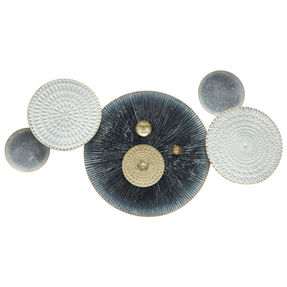 WALL DECOR HM7551 METAL VARIOUS CIRCLES-WHITE, GREY, GOLD 91x5x49.5Ηcm
