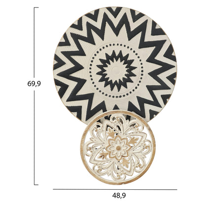 WALL DECOR HM7554 METAL 2-PLATE NOMAD STYLE- BLACK, BEIGE, OFF-WHITE
