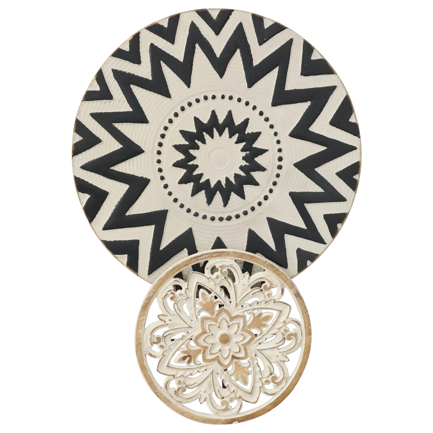 WALL DECOR HM7554 METAL 2-PLATE NOMAD STYLE- BLACK, BEIGE, OFF-WHITE