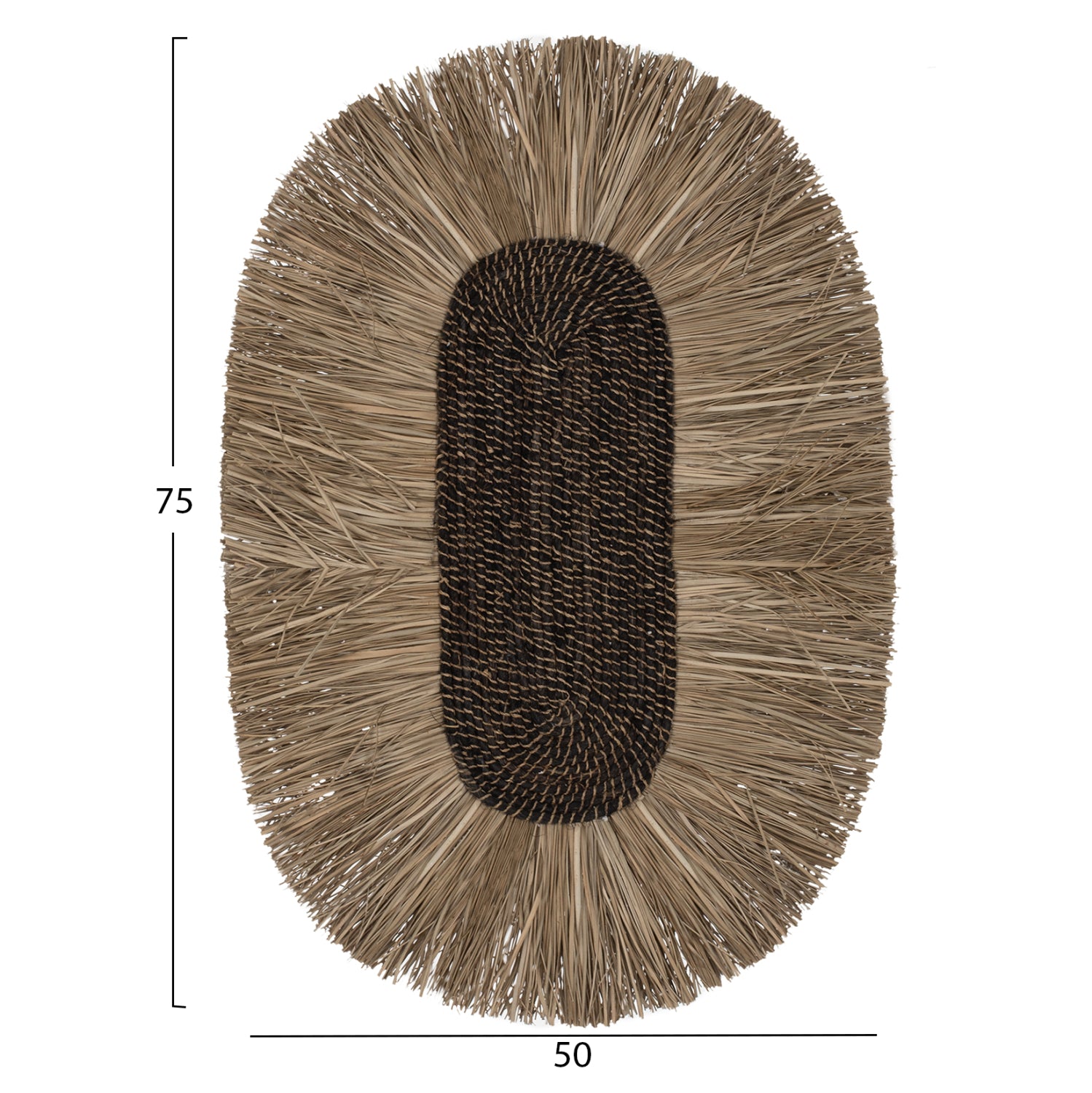 WALL DECOR OVAL MADE OF GRASS AND ABACA FIBERS IN NATURAL-BLACK COLOR 50x5x75Hcm.HM7794