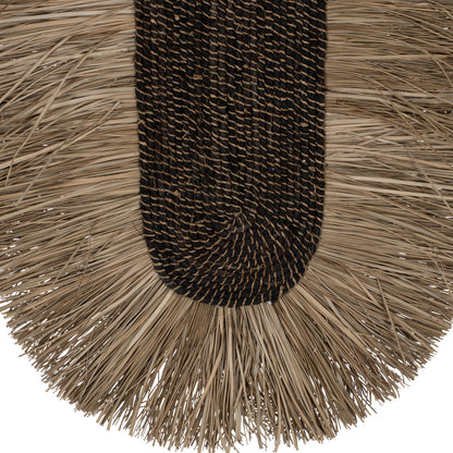 WALL DECOR OVAL MADE OF GRASS AND ABACA FIBERS IN NATURAL-BLACK COLOR 50x5x75Hcm.HM7794